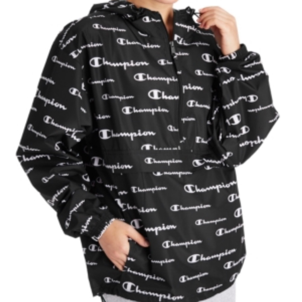 Unisex Champion Black and White Logo Rain jacket